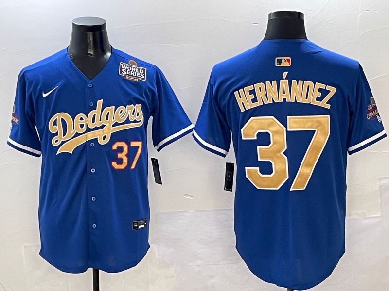 Men Los Angeles Dodgers #37 Hernandez Blue Gold Game Nike 2025 MLB Jersey style 3->los angeles dodgers->MLB Jersey